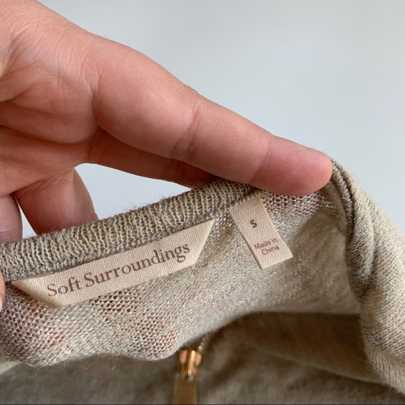 Soft Surroundings Valentina Zip Sweater Stone Sz S - Picture 4 of 6